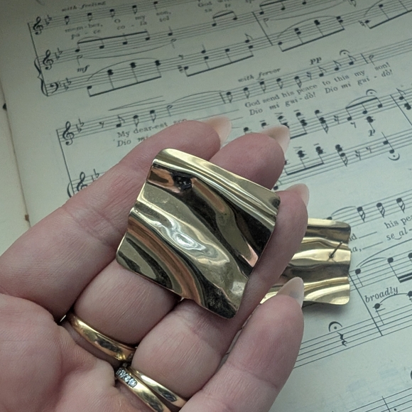 Goldtone Wave Earrings - Picture 7 of 7